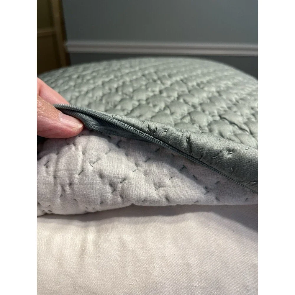 Pottery Barn 100% Silk Quilted Sage Green 20x20” Throw Pillow